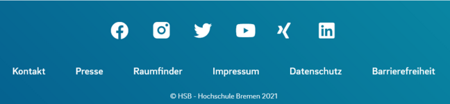 Footer Footer der HSB-Website