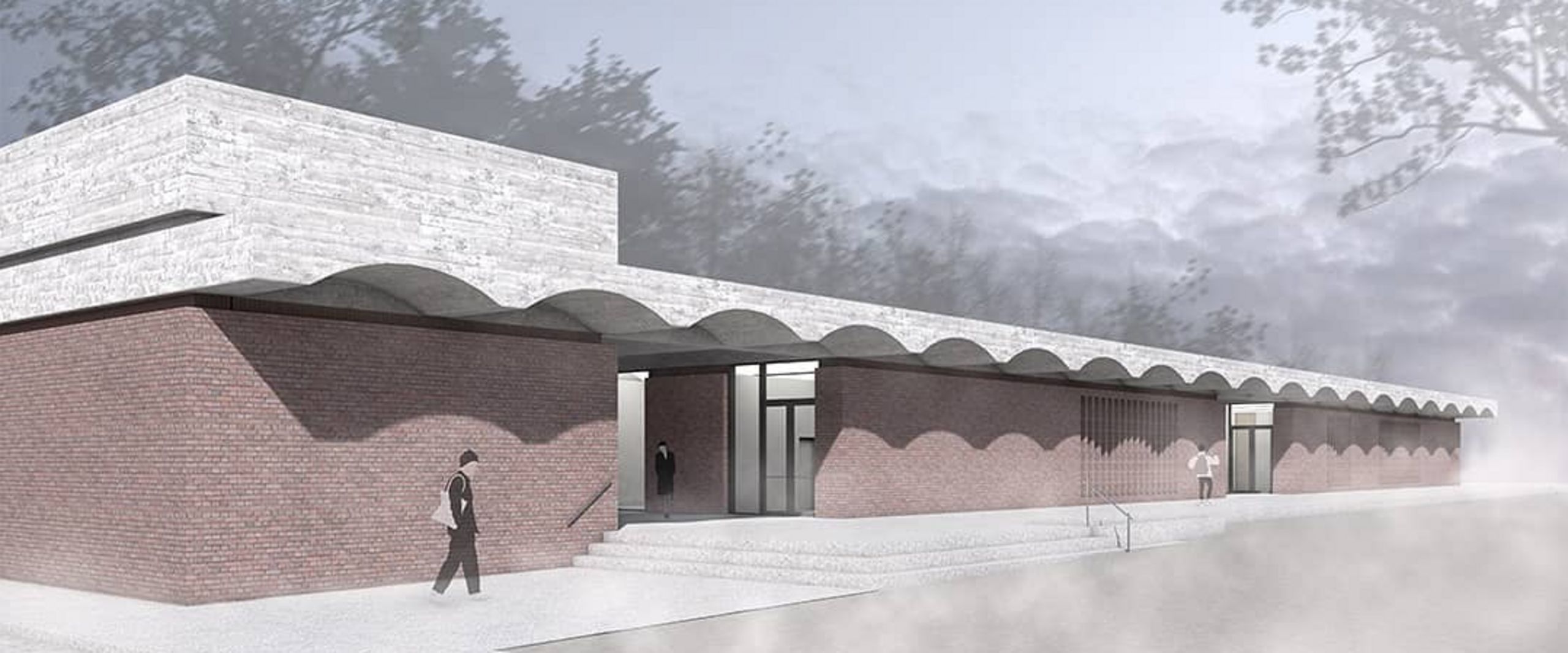 Bachelor-Thesis von Jesse Henrik Rahn Bachelor-Thesis von Jesse Henrik Rahn. Architektonischer Entwurf eines flachen Gebäudes aus Backstein mit Betondach.